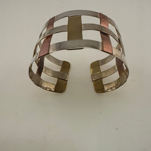 RLM Studio Robert Lee Morris Bracelet Cuff Sterling Silver Copper Brass Woven - Picture 4 of 13